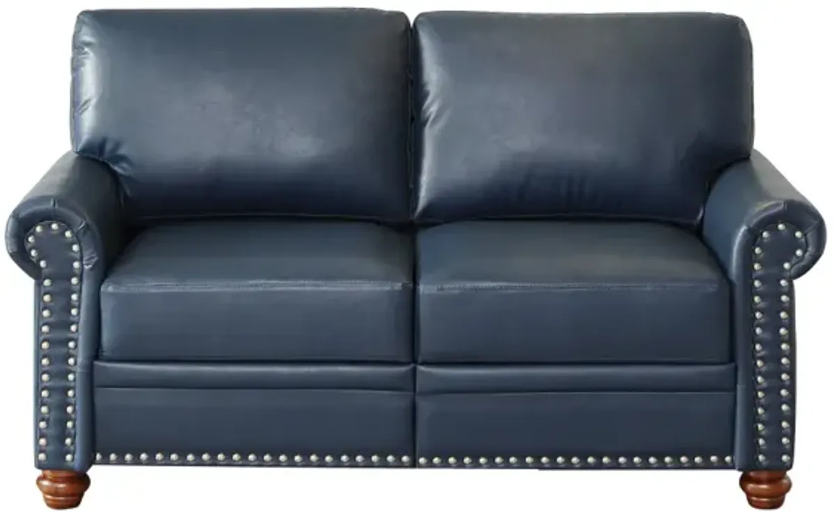 Living Room Sofa Loveseat Chair Navy Blue Faux Leather