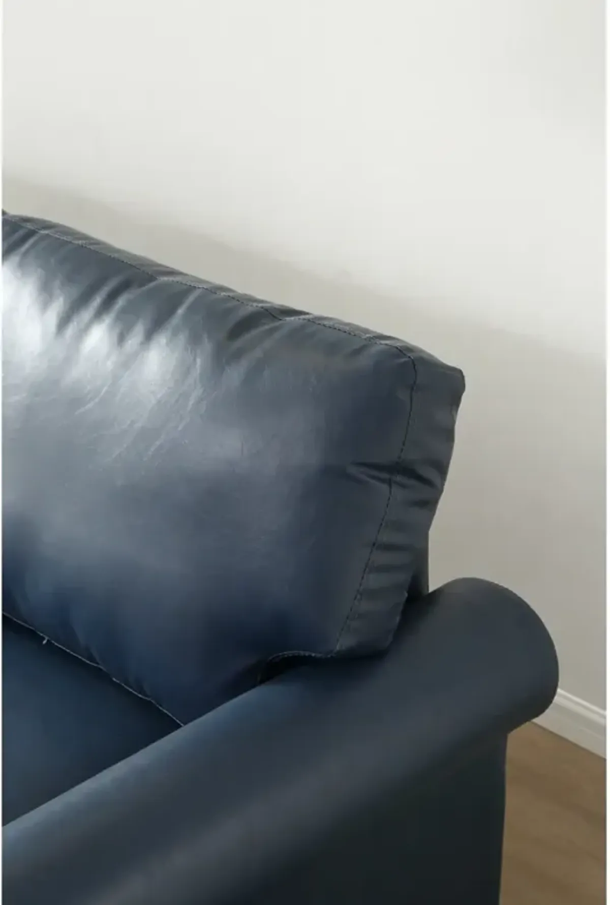 Living Room Sofa Loveseat Chair Navy Blue Faux Leather