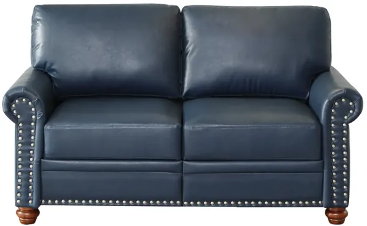 Living Room Sofa Loveseat Chair Navy Blue Faux Leather