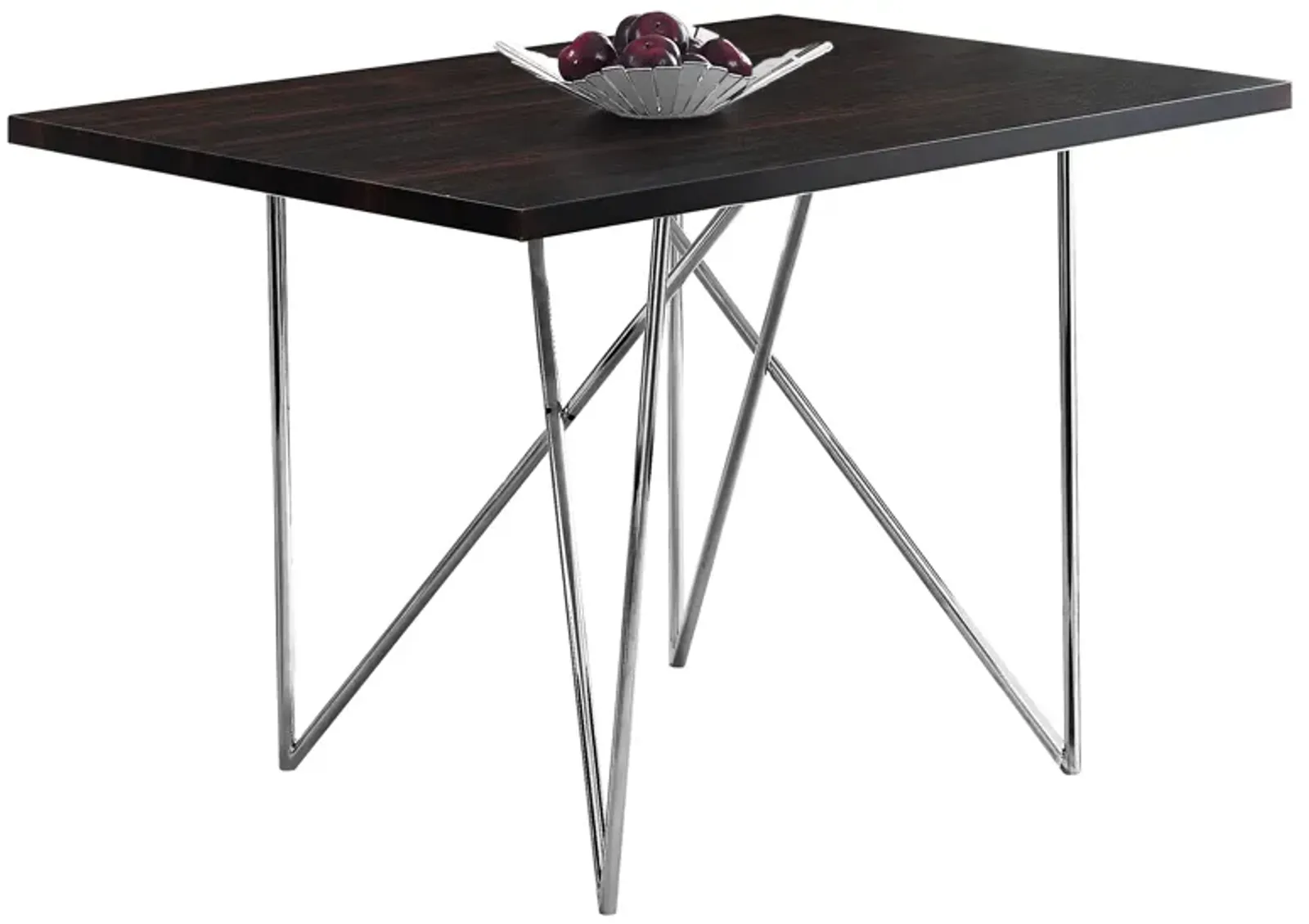 Monarch Specialties I Dining Table - 32"X 48" / Cappuccino/Chrome Metal