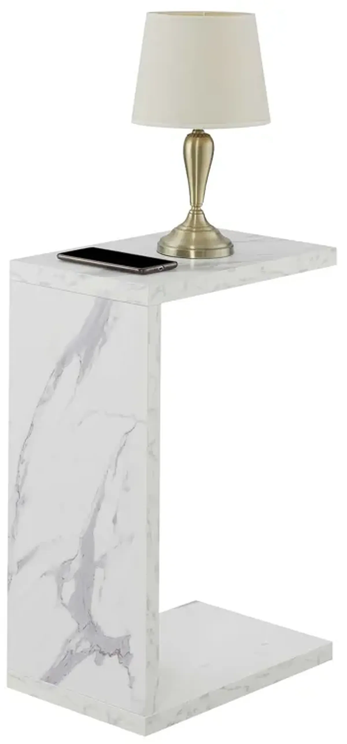 Convenience Concepts Northfield Admiral C End Table, 18 x 11.5 x 26, White Faux Marble