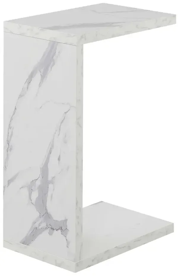 Convenience Concepts Northfield Admiral C End Table, 18 x 11.5 x 26, White Faux Marble