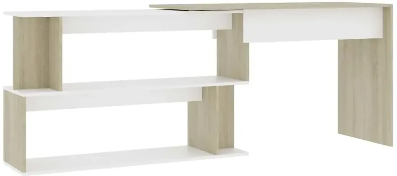 vidaXL Corner Desk White and Sonoma Oak 47.2"x19.7"x29.9" Chipboard