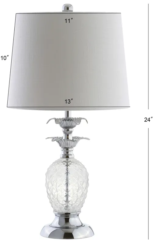 Jane 24" Glass LED Table Lamp, Clear/Chrome