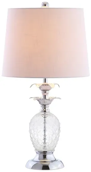 Jane 24" Glass LED Table Lamp, Clear/Chrome