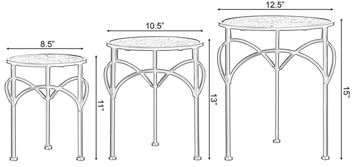 Decorative Gold Metal Round Plant Stand, Modern White Marble Look Top Display End Side Table, Set of 3