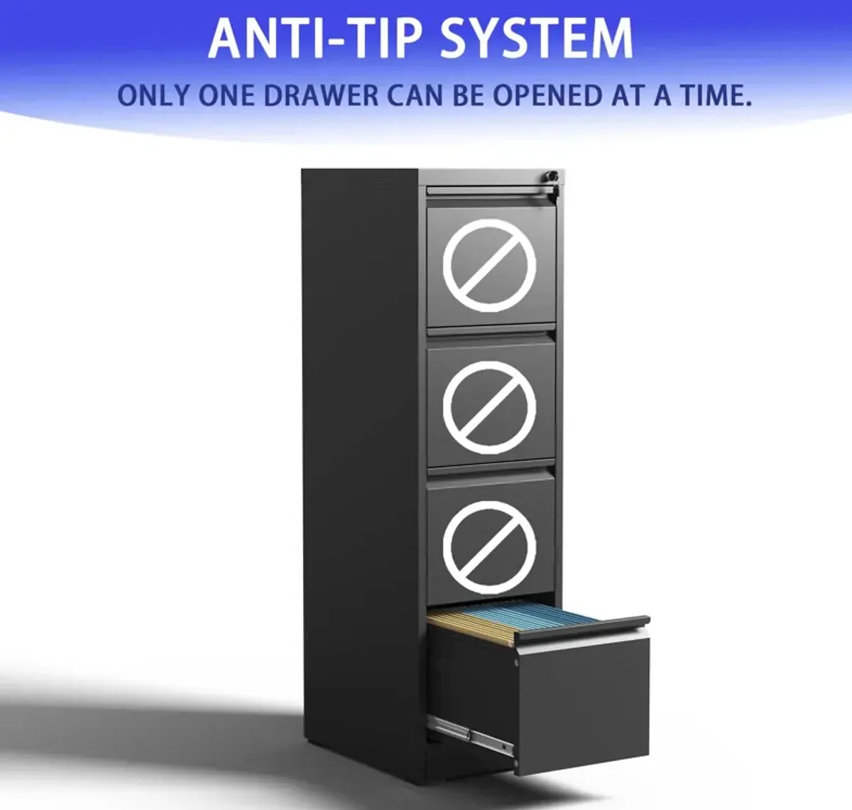 4 Drawer Metal Vertical File Cabinet with Lock Office Home Steel Vertical File Cabinet for A4 Legal/Letter Size