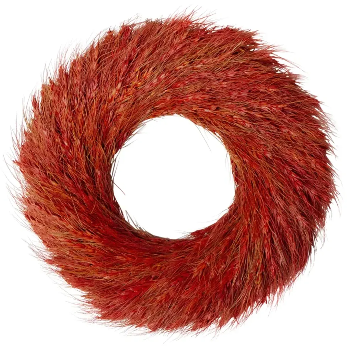 Red and Orange Ears of Wheat Fall Harvest Wreath - 12-Inch  Unlit