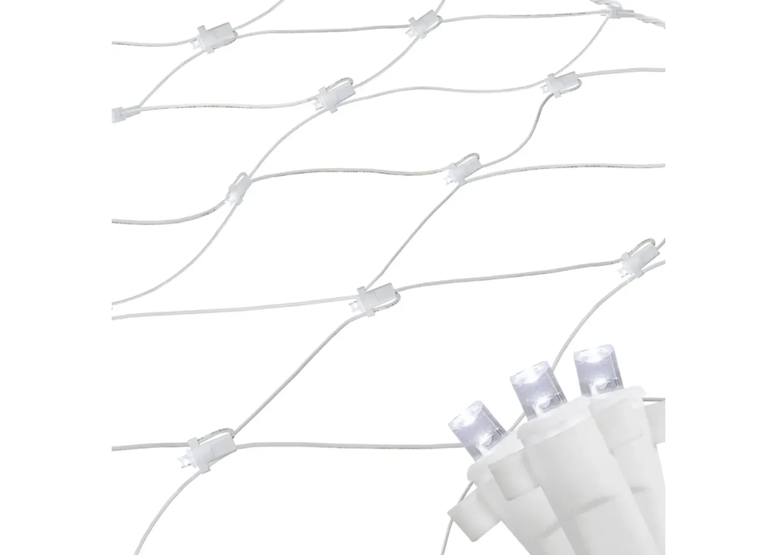 4' x 6' Pure White LED Wide Angle Net Style Christmas Lights  White Wire