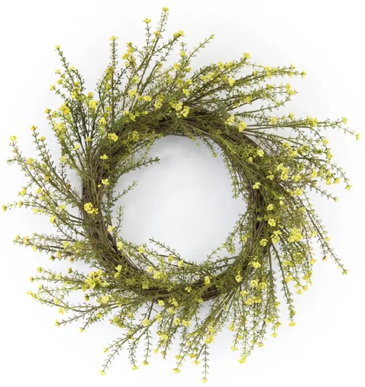 Mini Yellow Floral Twig Spring Wreath  18-Inch