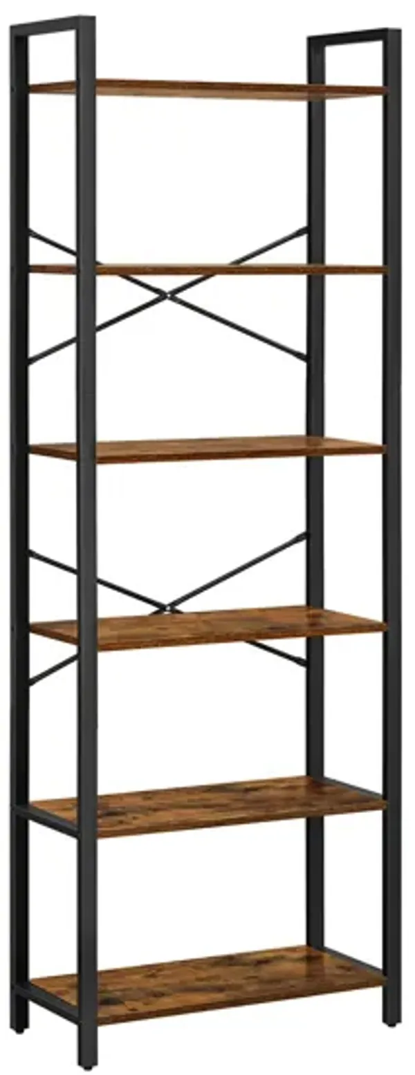 Spacious 6-Tier Bookshelf: Home Office Bookcase and Storage Rack for Organized Workspaces