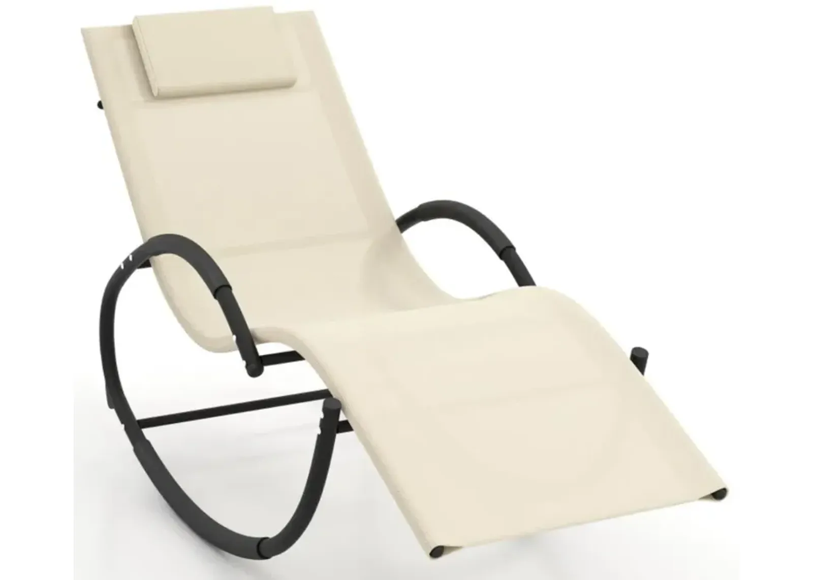 Hivvago Outdoor Rocking Lounge Chair with Removable Headrest