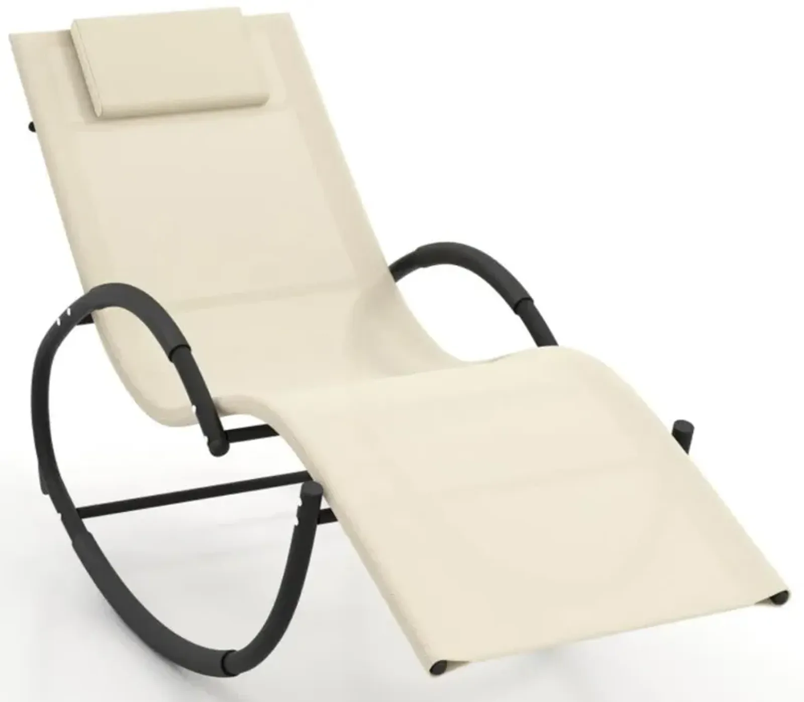 Hivvago Outdoor Rocking Lounge Chair with Removable Headrest