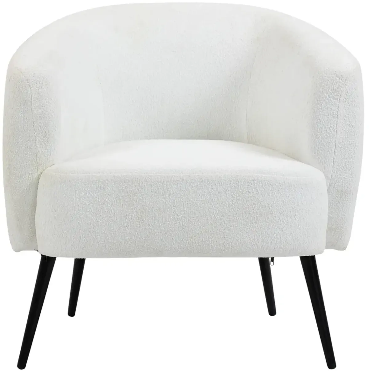 HOMCOM Teddy Fleece Fabric Accent Chair, Mid Century Modern Barrel Armchair with Metal Legs and Soft Padding, Upholstered Single Sofa Side Chair for Living Room, Cream