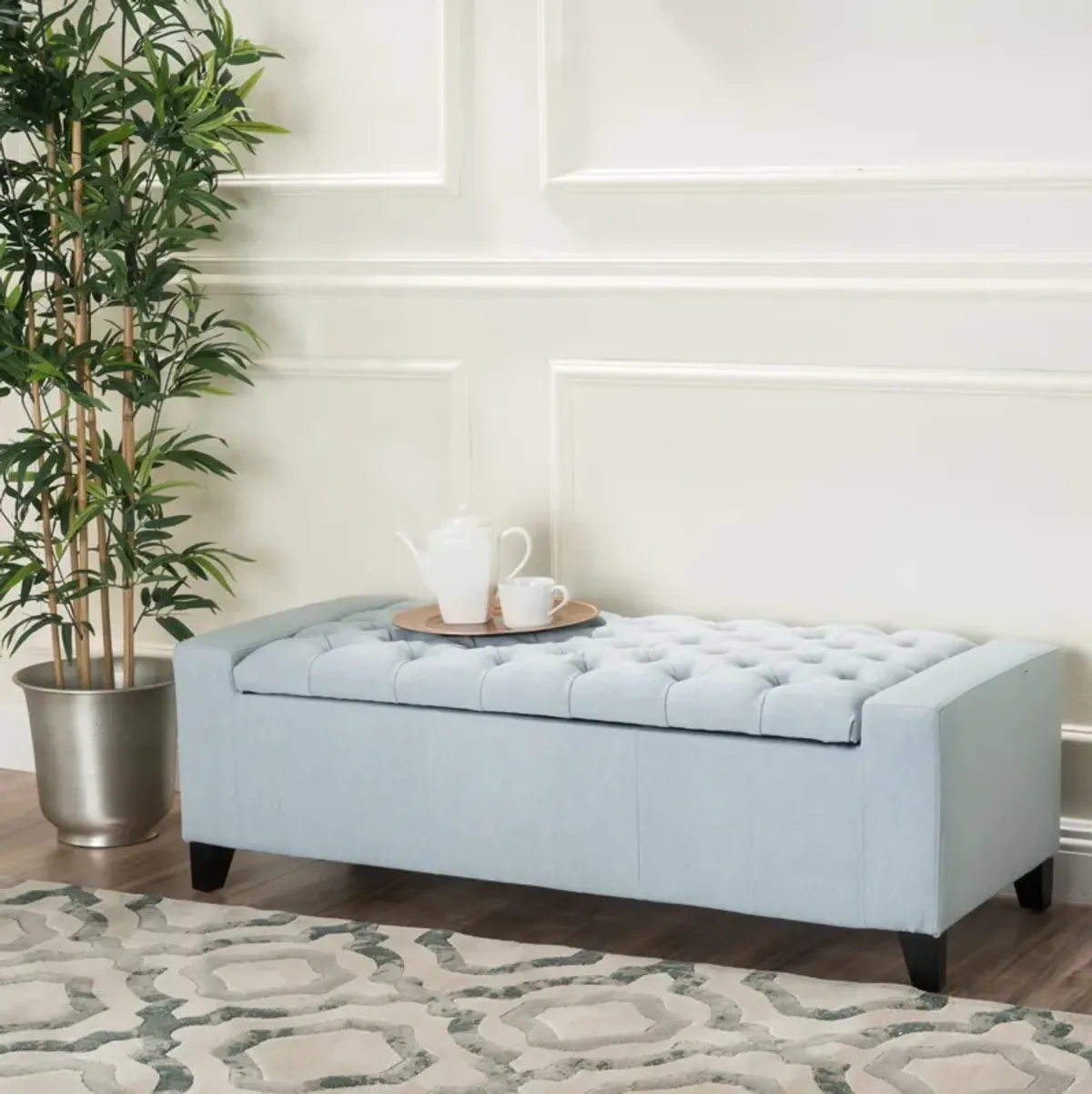 Merax Fabric Upholstered Storage Ottoman for Living Room, Bedroom