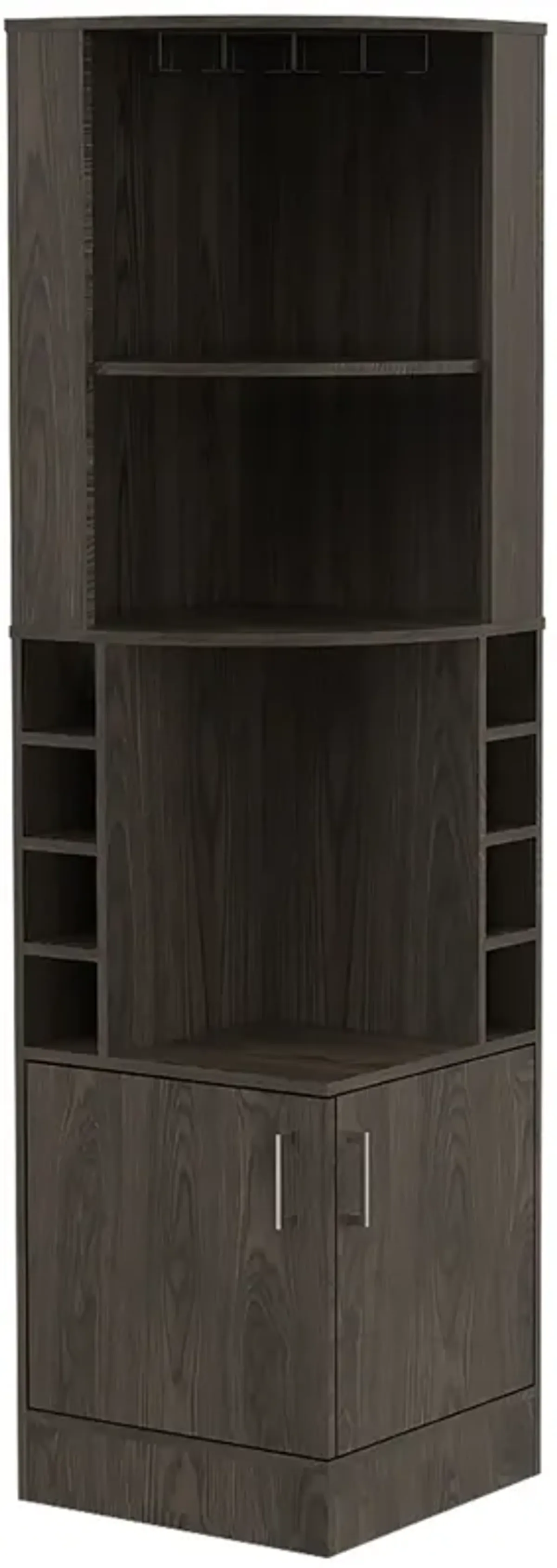 DEPOT E-SHOP Egina Corner Bar Cabinet, Two External Shelves, Dark Walnut