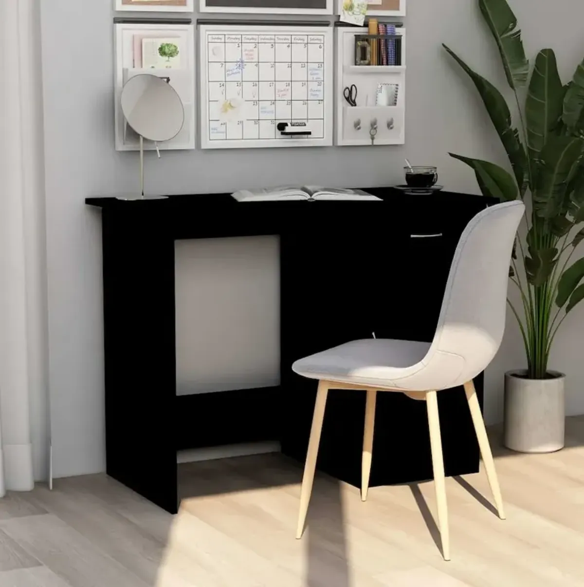 vidaXL Desk Black 39.4"x19.7"x29.9" Chipboard