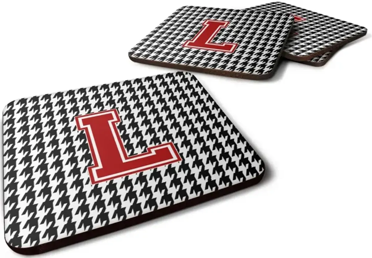 Caroline's Treasures CJ1021-LFC Monogram-Houndstooth Foam Coasters (Set of 4), Initial L, 3.5 H x 3.5 W, Multicolor