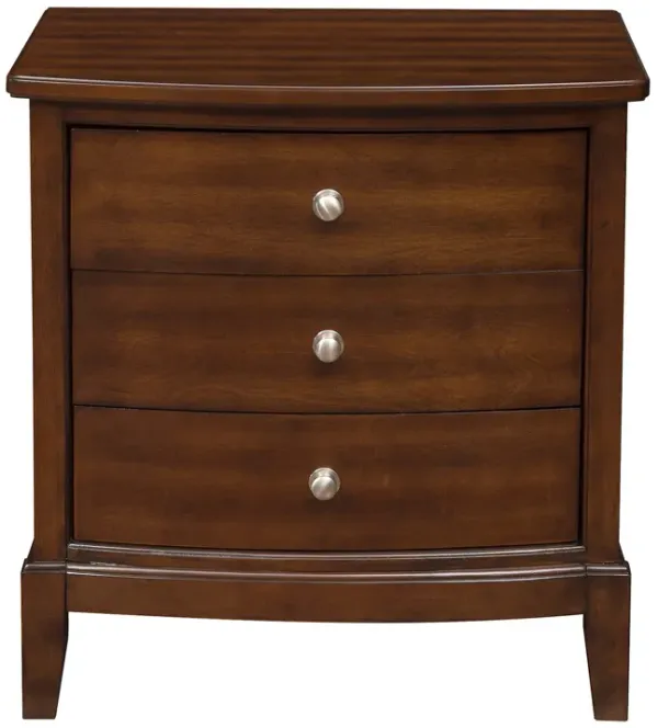 Wooden Nightstand with 3 Spacious Drawers and Knobs, Brown-Benzara