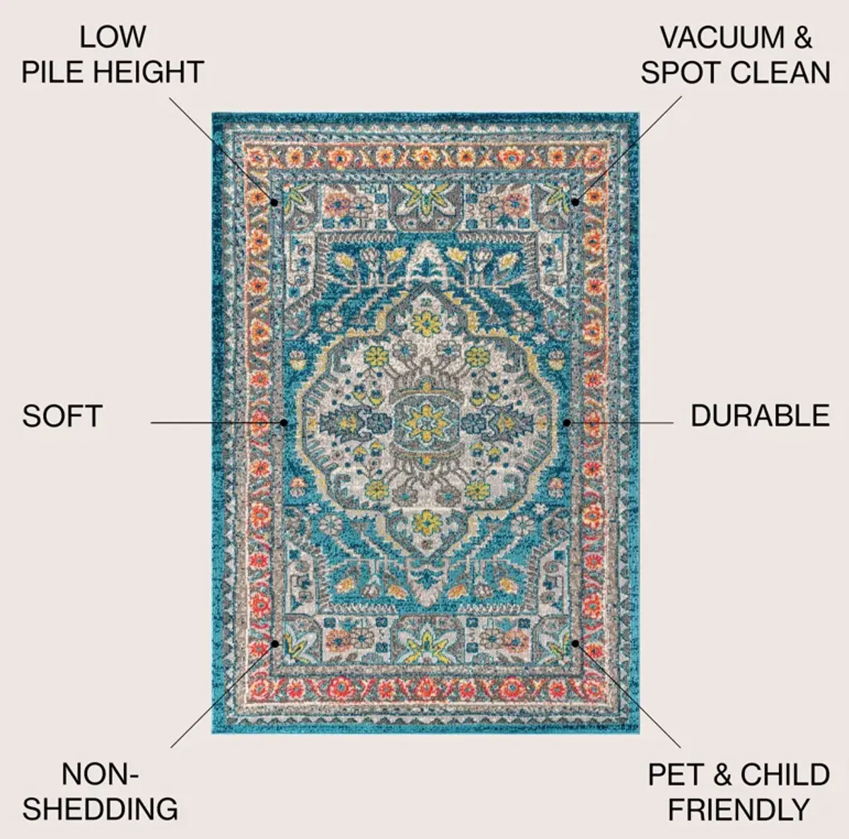 Kristina Bohemian Flair Boho Vintage Medallion Area Rug