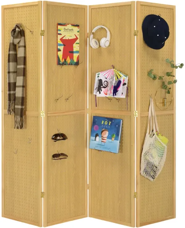 Legacy Decor 4 Panels Room Divider Folding Screen Pegboard Insert