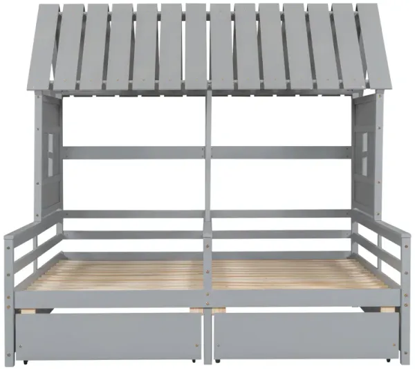 Merax House Platform Beds with Two Drawers
