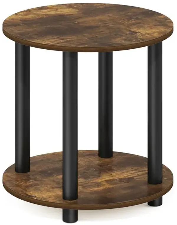 Furinno Turn-N-Tube 2-Tier Round Wooden End Table, Amber Pine