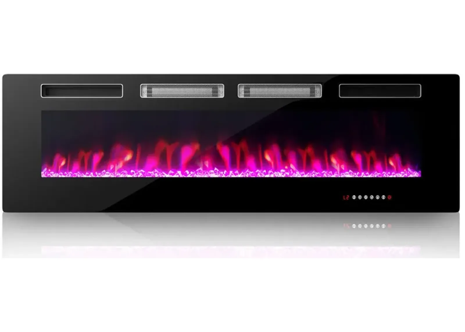 Ultra-Thin Electric Fireplace with Decorative Crystal Display