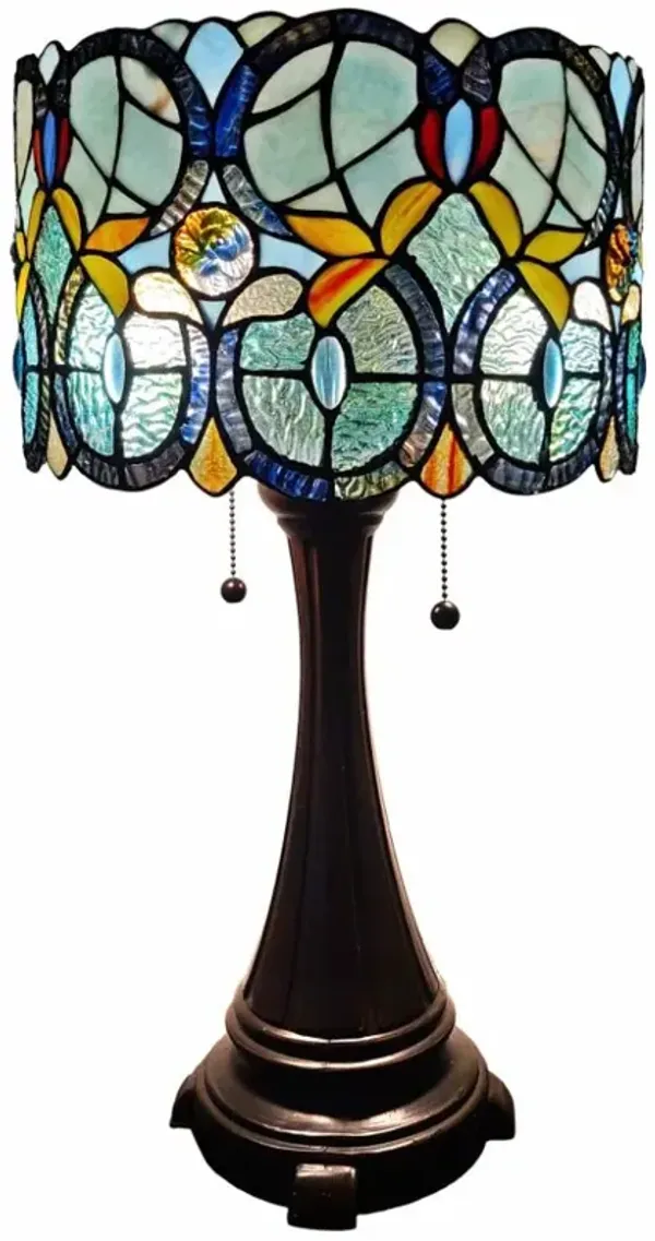 Hivvago 22" Dark Brown Metal Two Light Candlestick Table Lamp With Green Shade