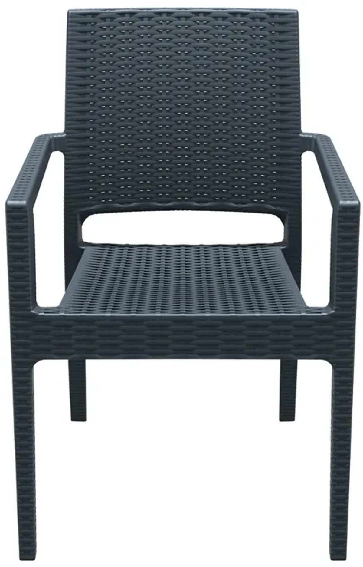 34" Gray Wickerlook Patio Stackable Dining Chair