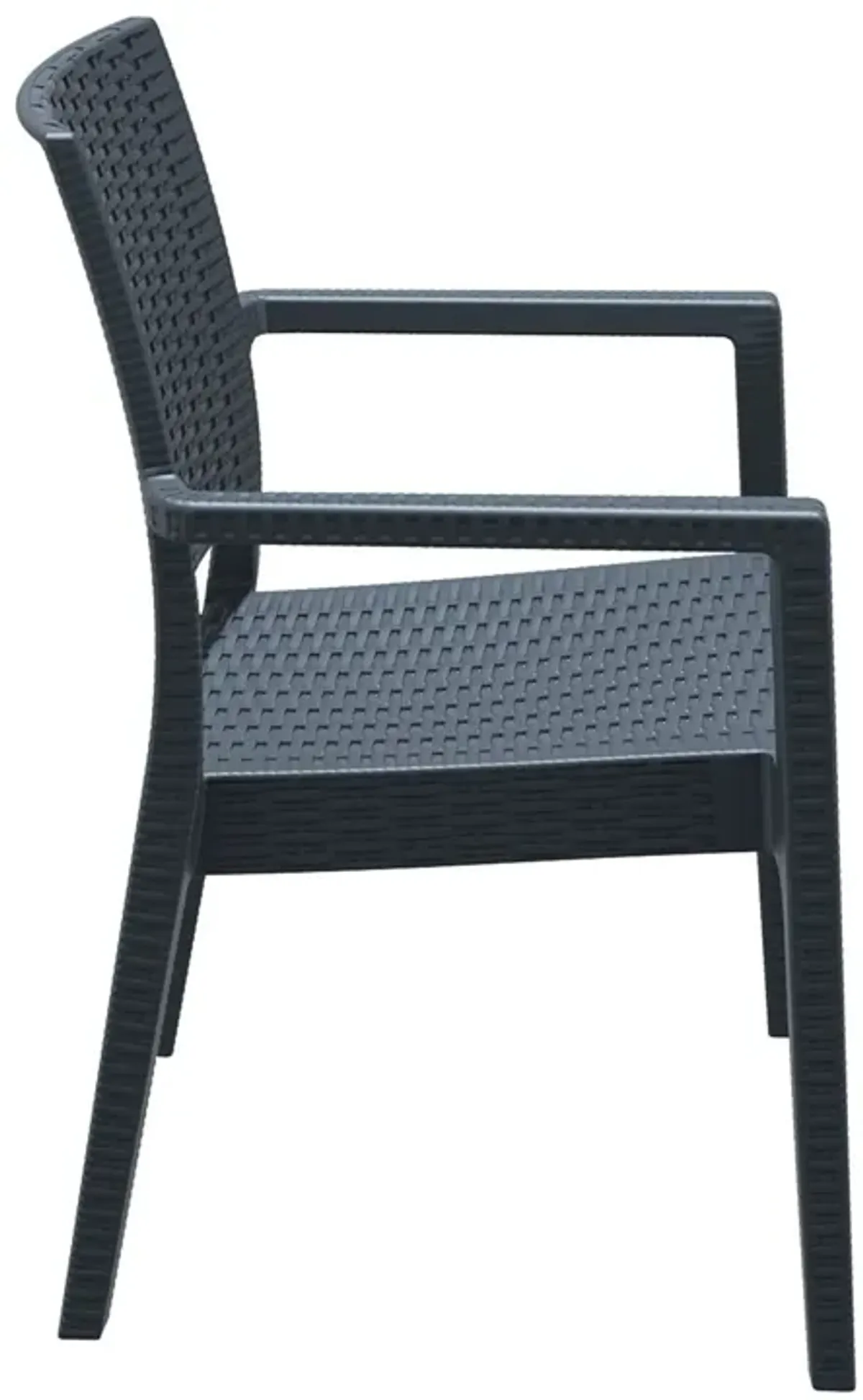 34" Gray Wickerlook Patio Stackable Dining Chair