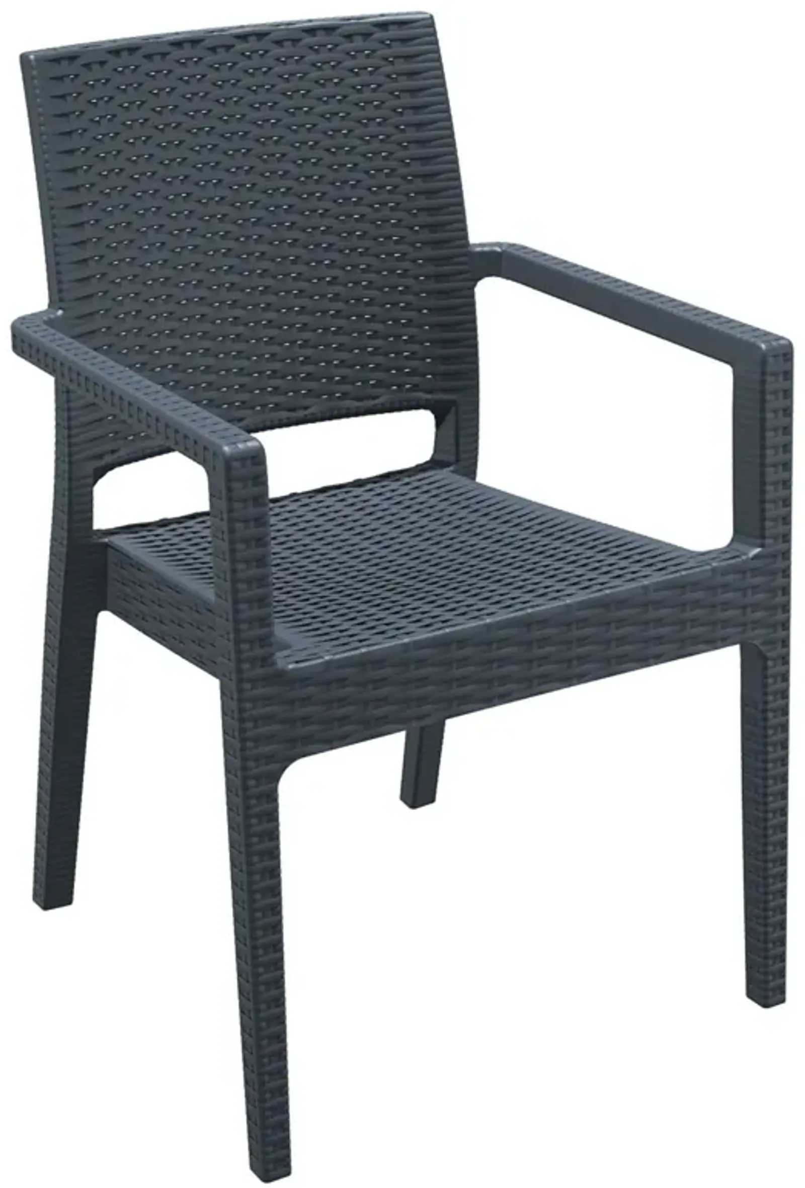 34" Gray Wickerlook Patio Stackable Dining Chair