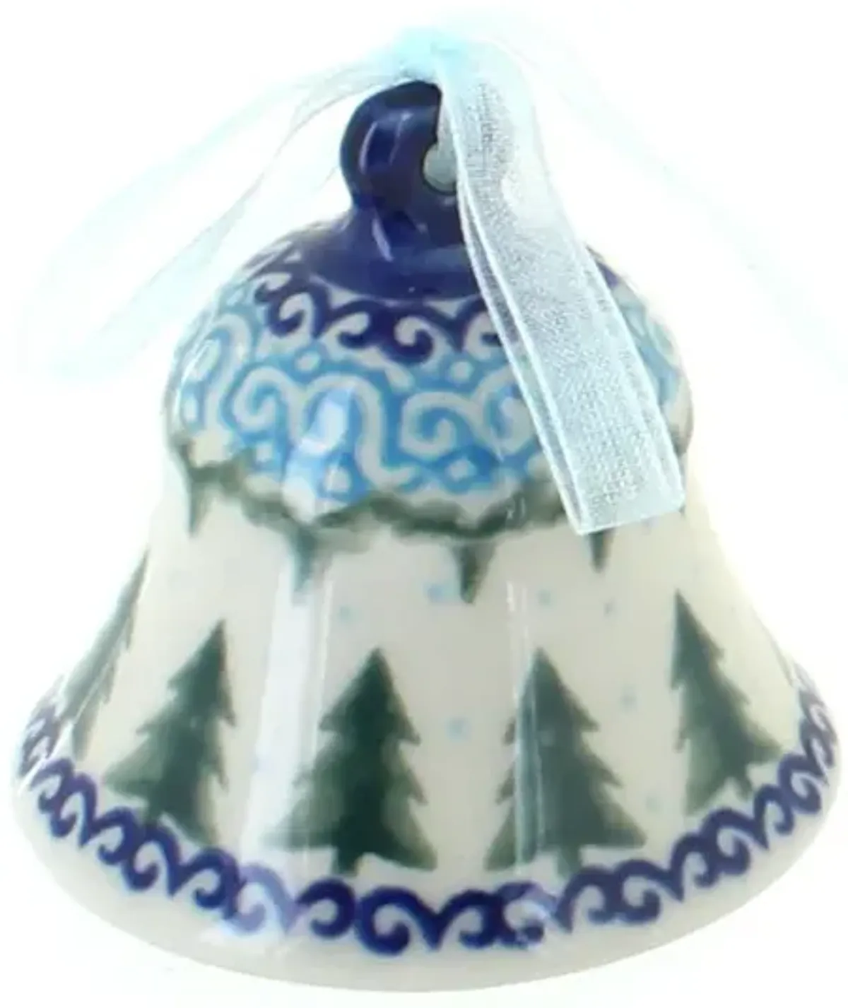 Blue Rose Polish Pottery Holiday Pine Small Bell