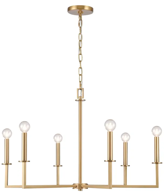 Dunne 30'' Wide 6-Light Brass Chandelier