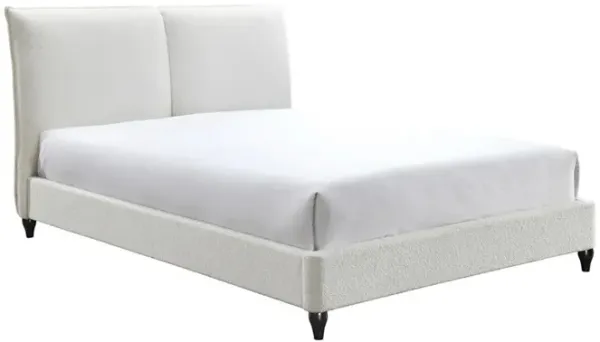 Sage King Size Bed, Low Profile, Cushioned Upholstered Headboard, Charcoal - Benzara