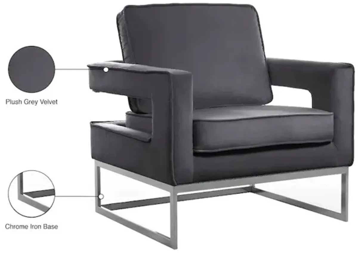 Meridian Furniture Noah Grey Velvet Accent Chair