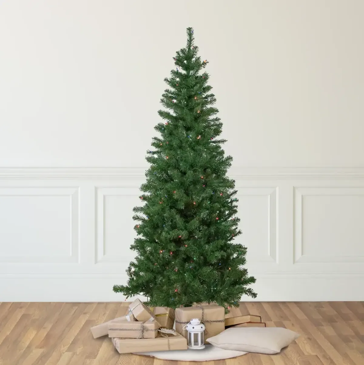 6' Pre-Lit Wilson Pine Slim Artificial Christmas Tree  Multi Lights