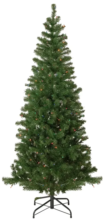 6' Pre-Lit Wilson Pine Slim Artificial Christmas Tree  Multi Lights