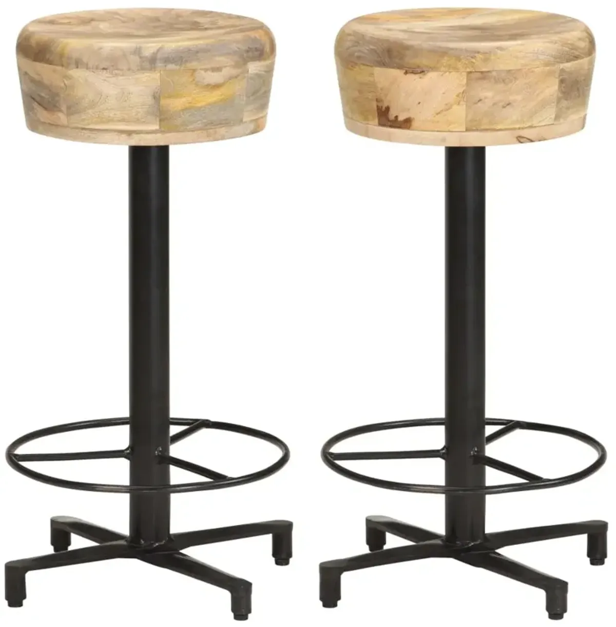 vidaXL Bar Stools 2 pcs 26" Solid Mango Wood