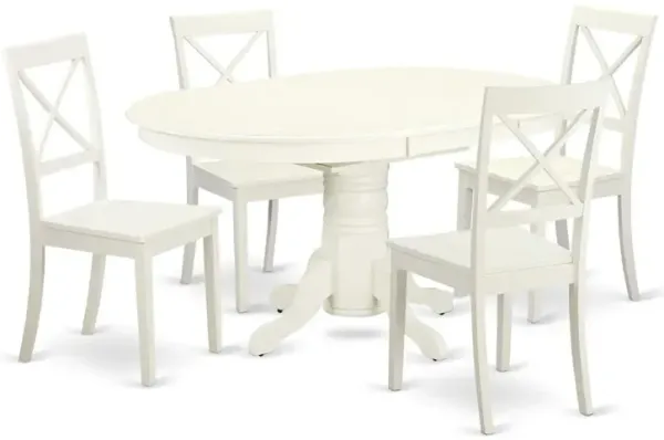 East West Furniture Dining Room Set Linen White, AVBO5-LWH-W