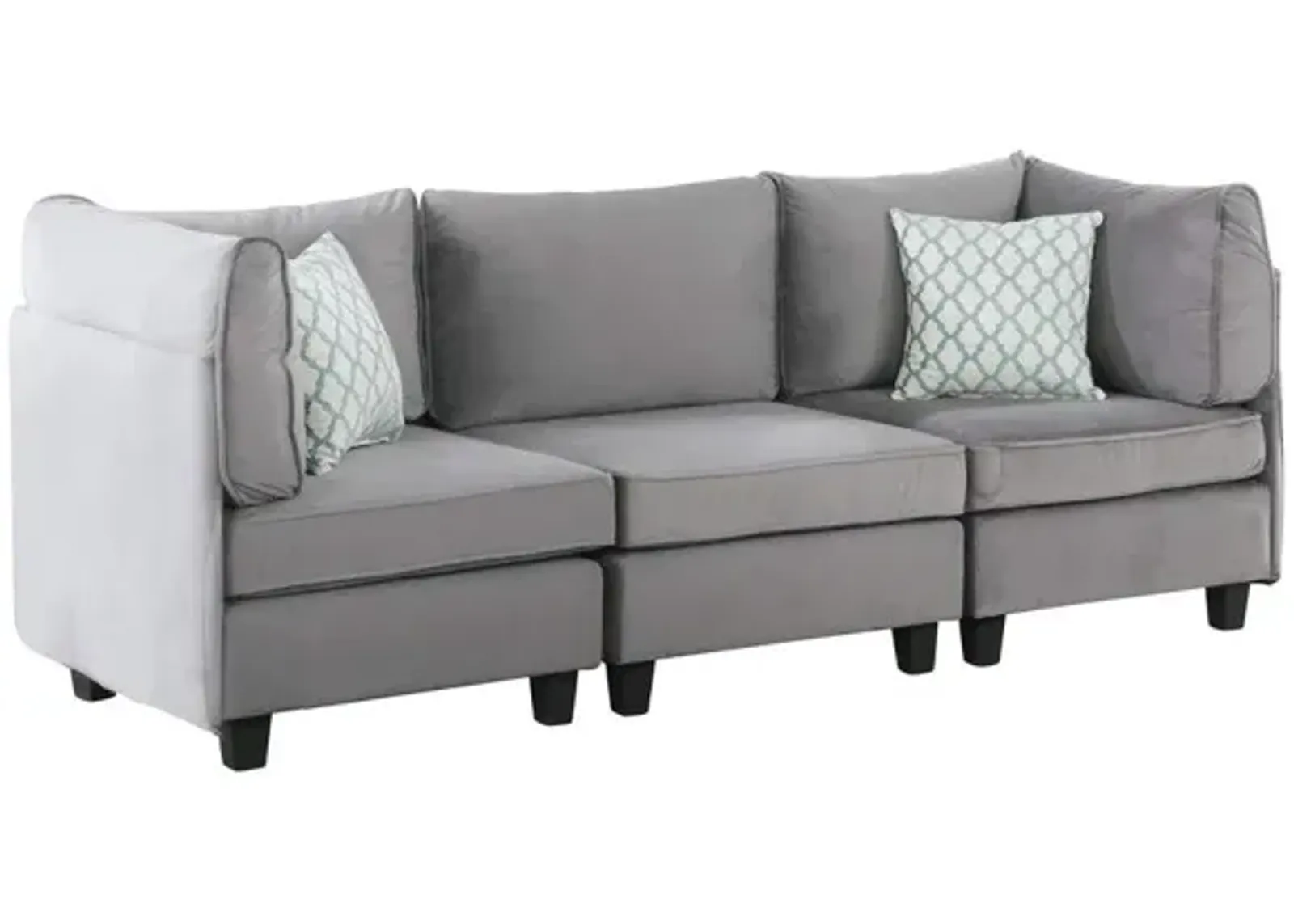 Zelmira Gray Velvet 3Pc Sofa