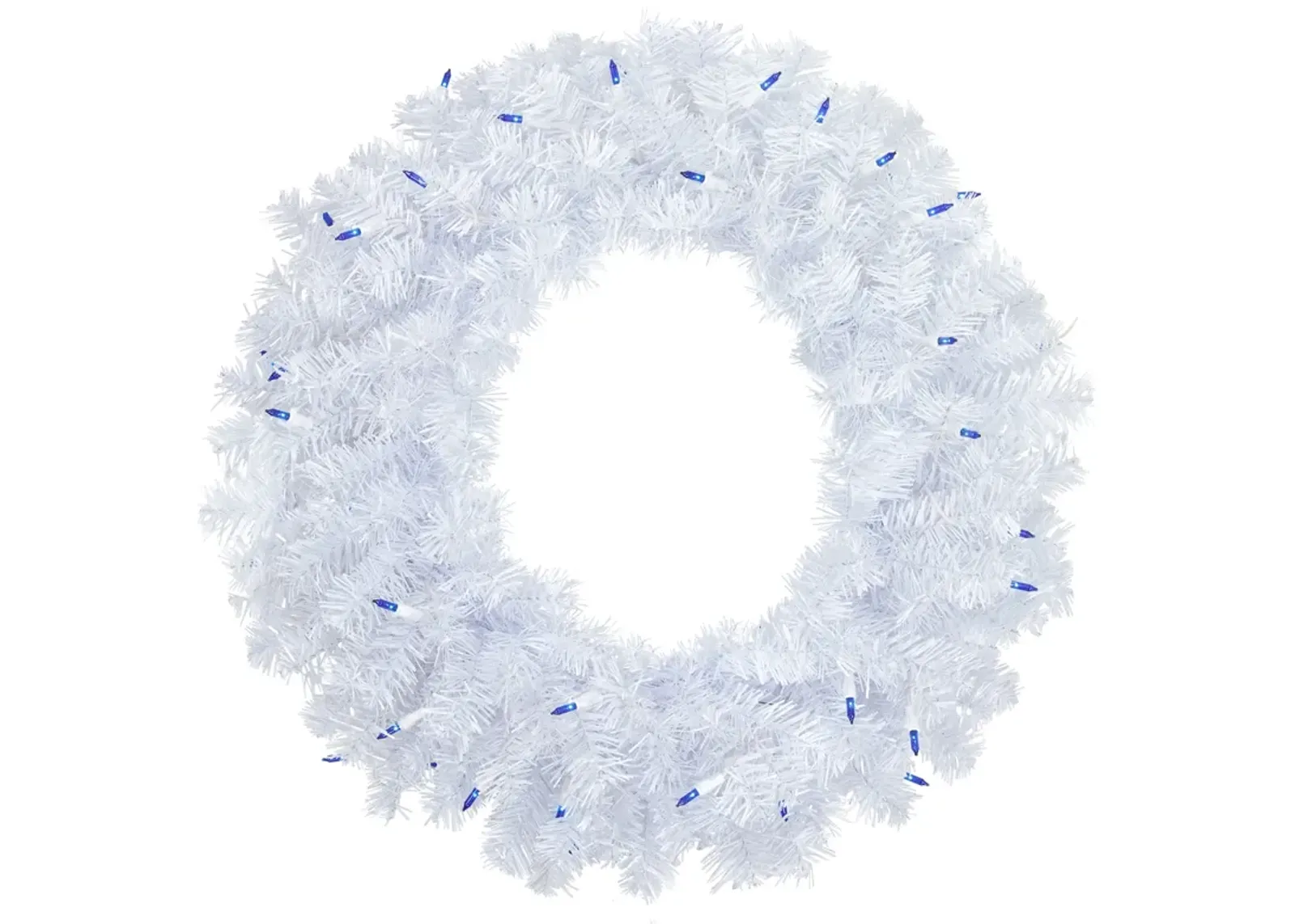 Pre-Lit Woodbury White Pine Artificial Christmas Wreath  24-Inch  Blue Lights