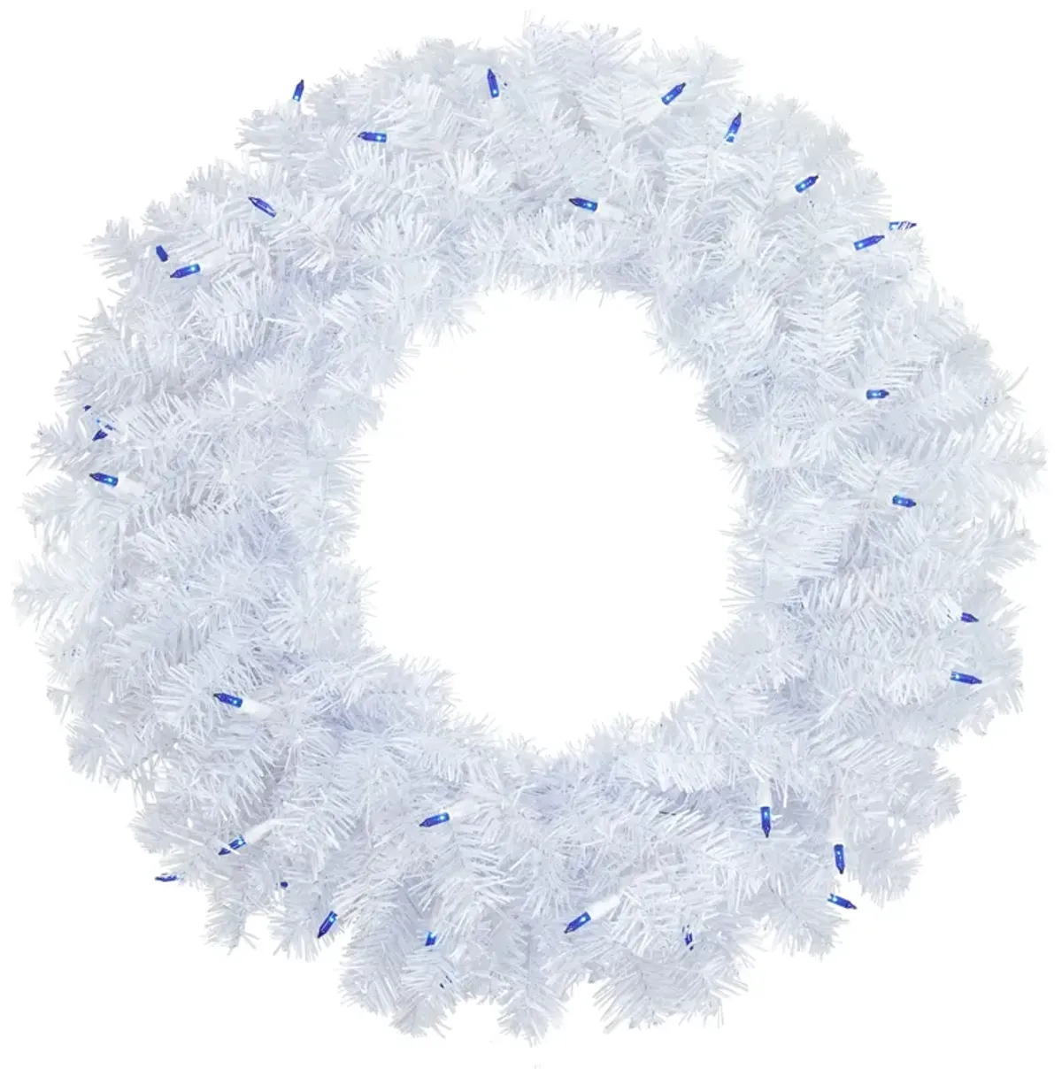 Pre-Lit Woodbury White Pine Artificial Christmas Wreath  24-Inch  Blue Lights