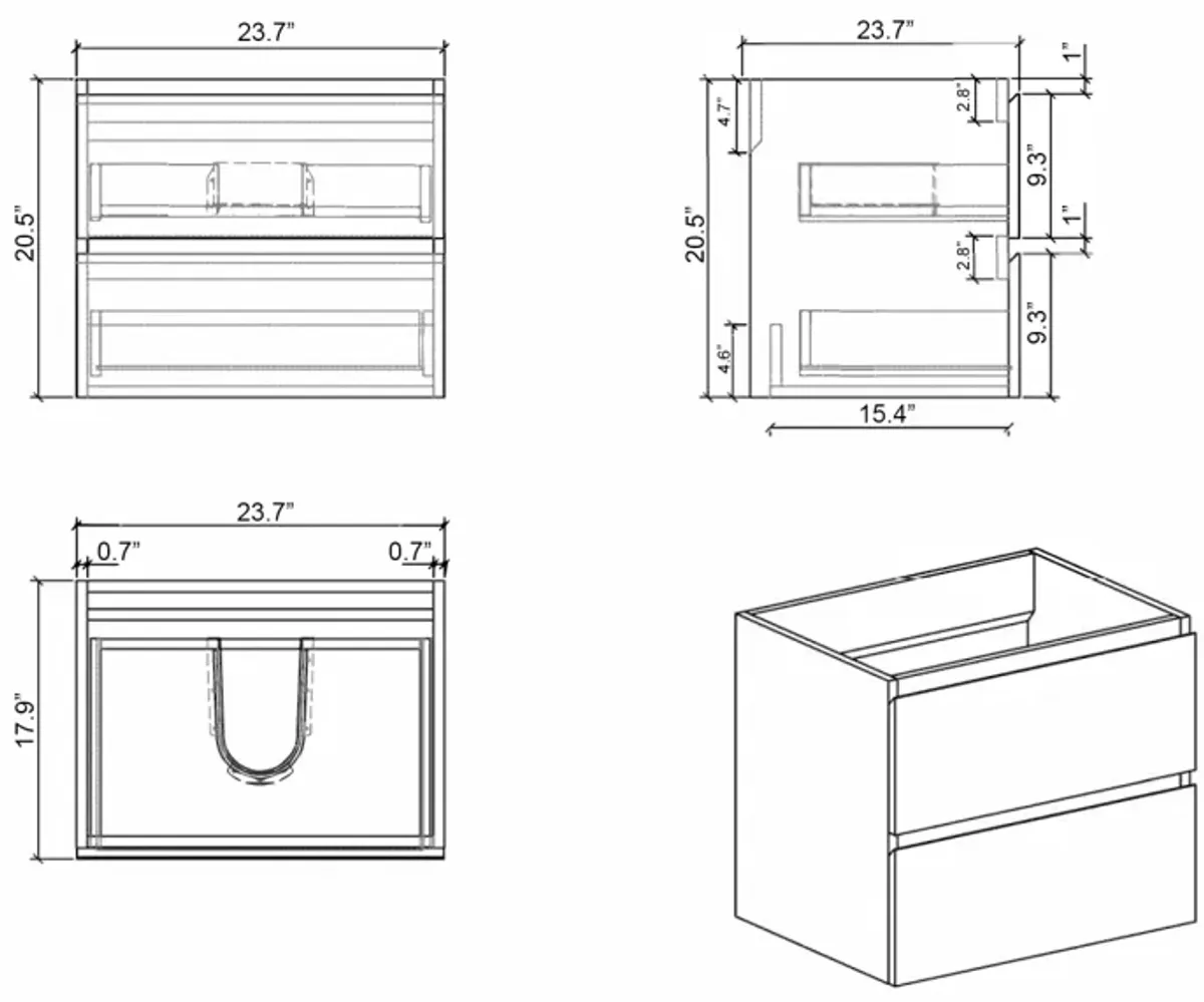 1-Piece Gray Bathroom Vanity with Large Storage