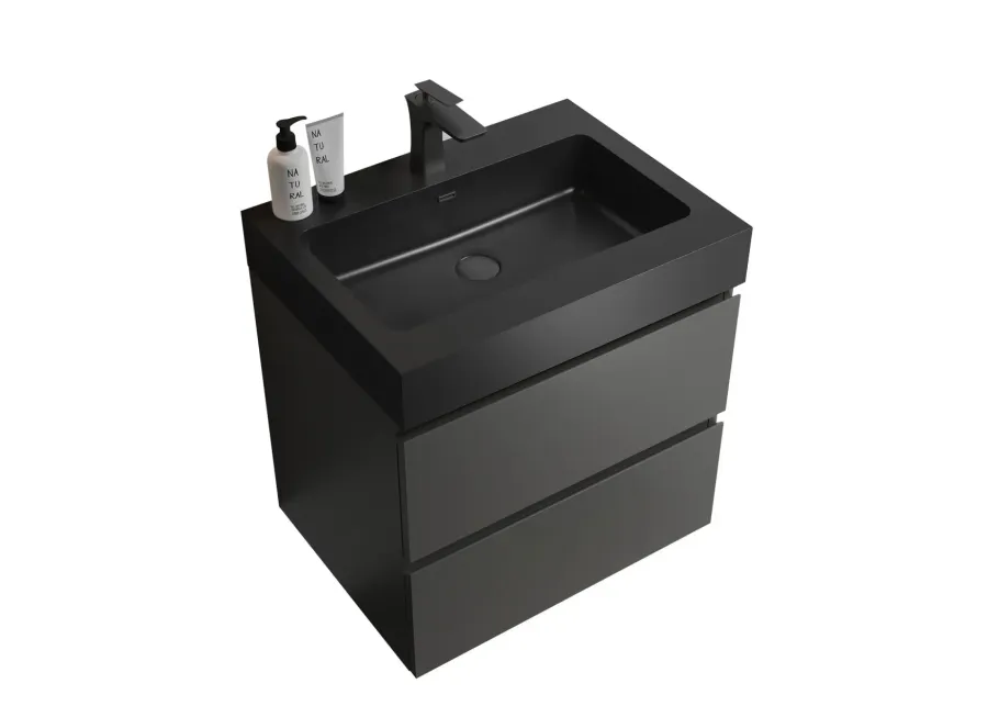 1-Piece Gray Bathroom Vanity with Large Storage