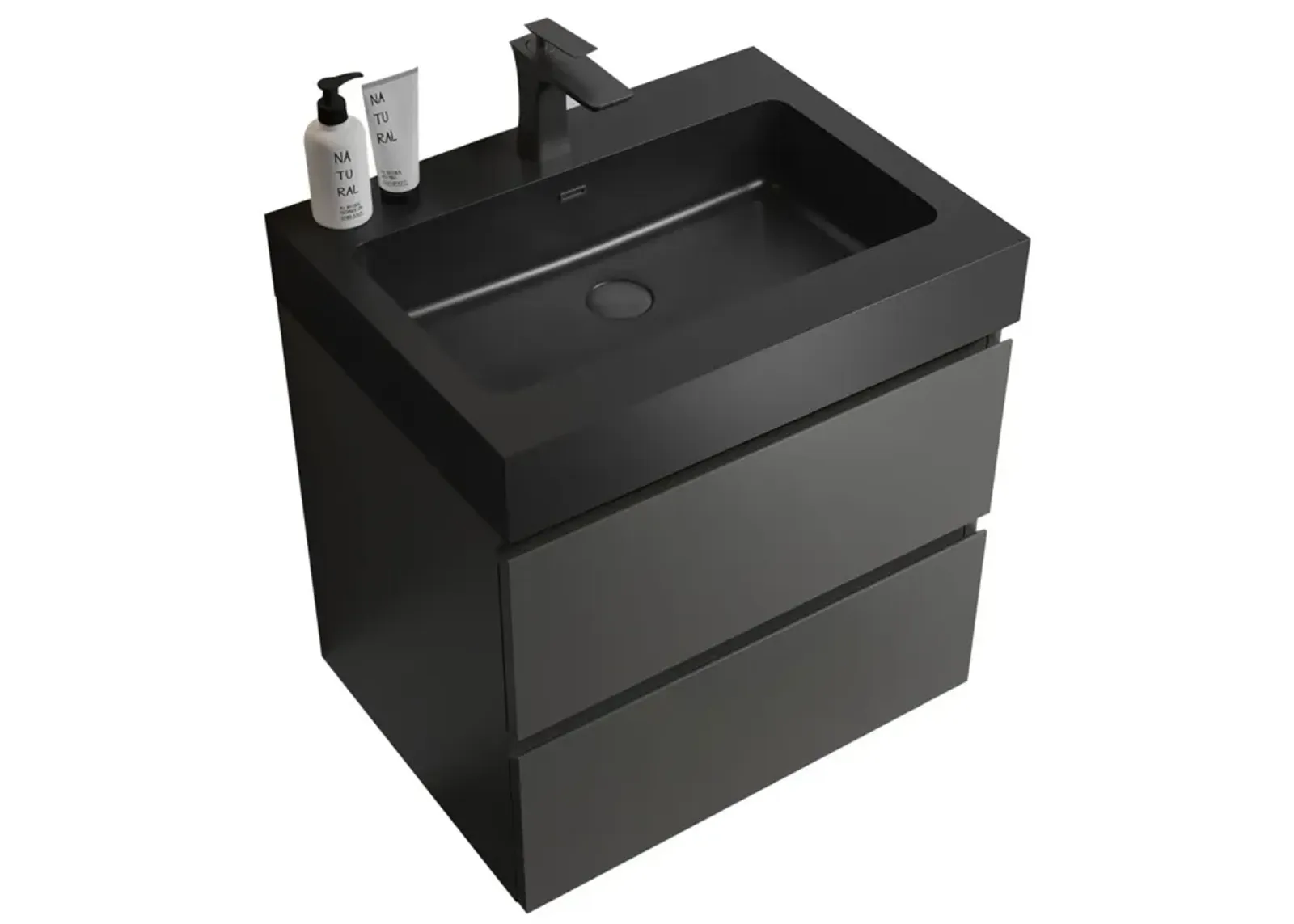 1-Piece Gray Bathroom Vanity with Large Storage