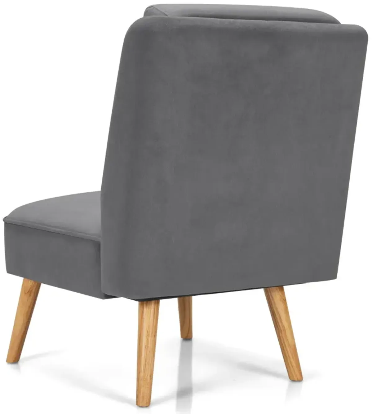 Velvet Accent Armless Side Chair with Rubber Wood Legs for Bedroom