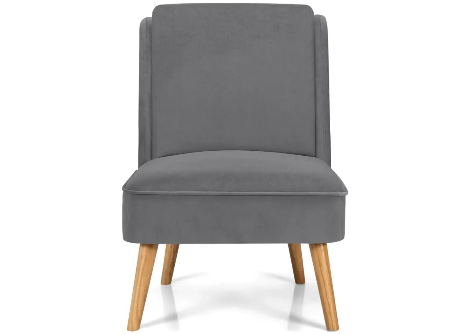 Velvet Accent Armless Side Chair with Rubber Wood Legs for Bedroom