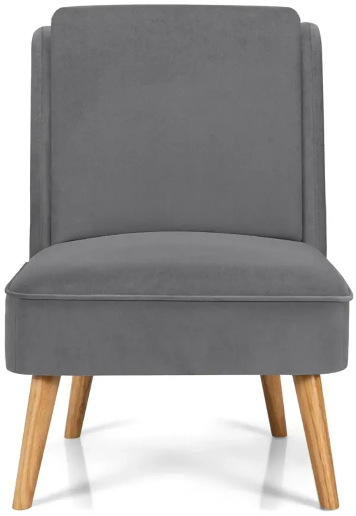 Velvet Accent Armless Side Chair with Rubber Wood Legs for Bedroom