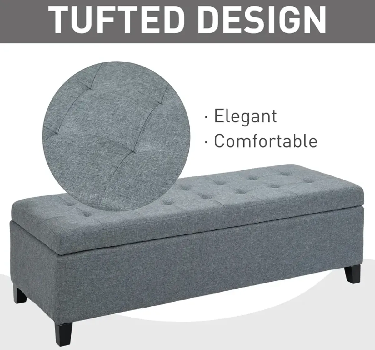 Spacious Brown Seat: 50" Lift-Top Ottoman Storage Bench